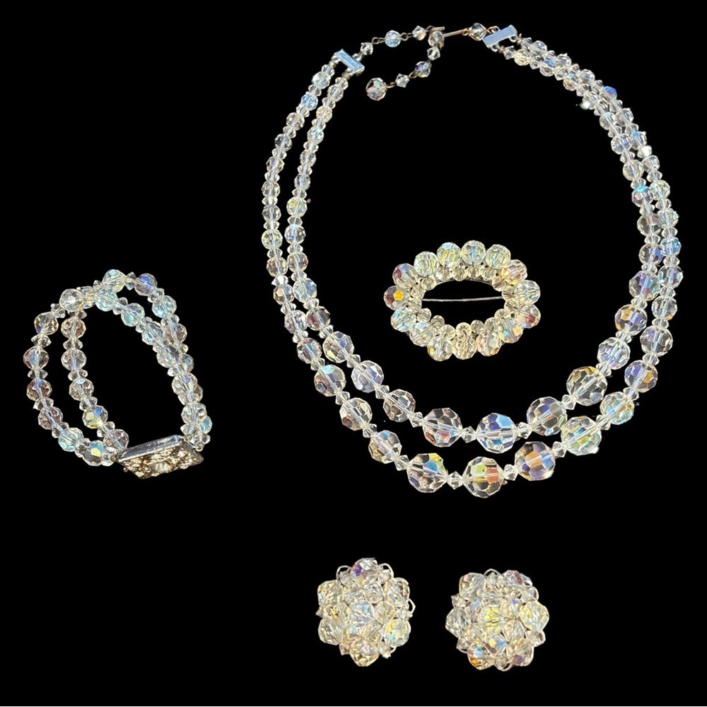Vintage AB crystal 4 pc set 1950’s
